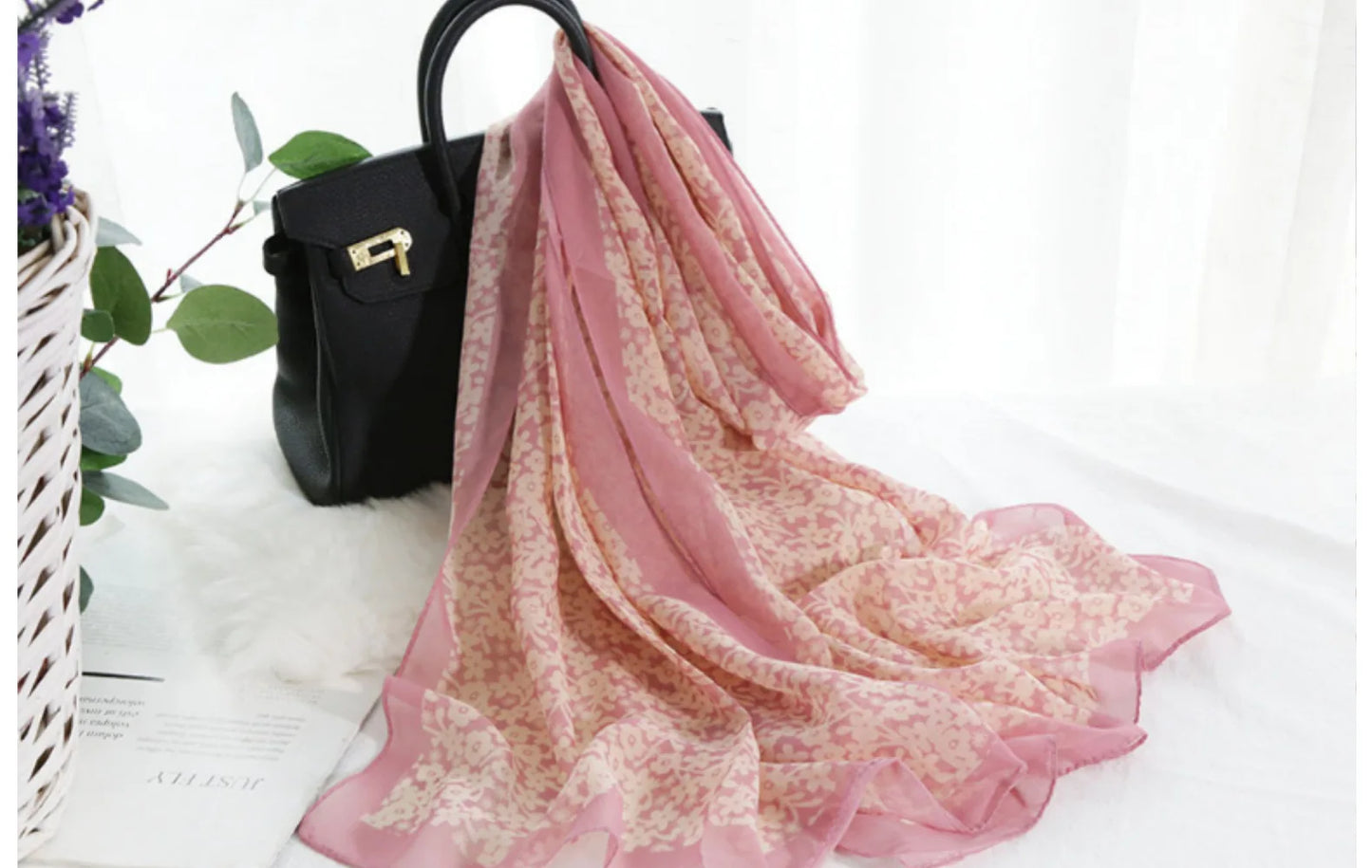 Foulard Écharpe Mousseline Petite Fleur Femme - Bandana Hijab Châle Été Protection Solaire