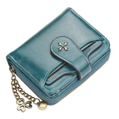 Portefeuille Femme Court Cuir PU Noir - Porte-Monnaie Hasp avec Porte-Cartes et Compartiment Pièces