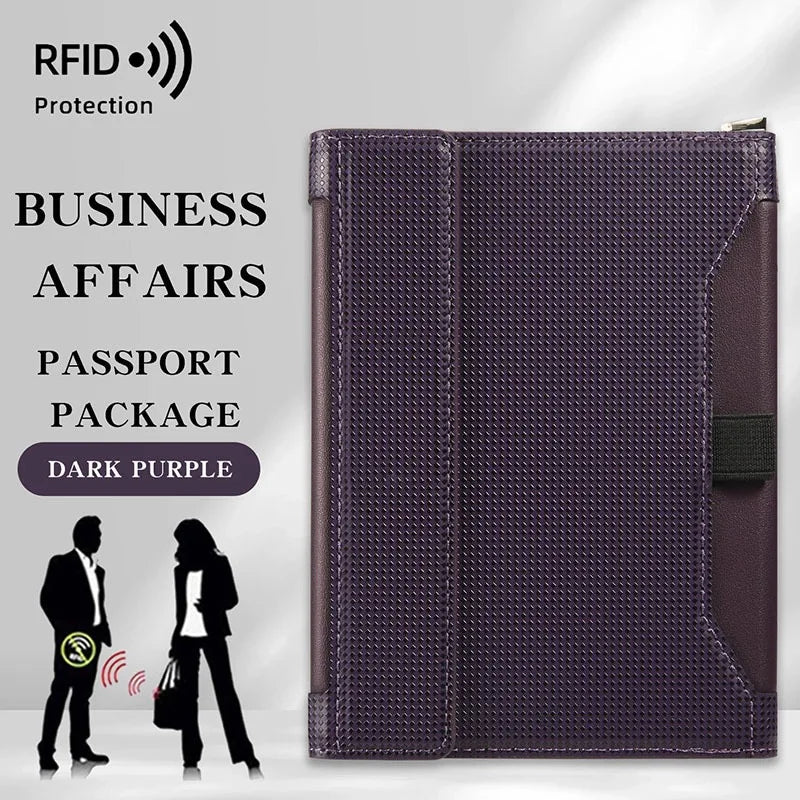 Portefeuille Passeport RFID Cuir - Porte-Passeport Voyage Homme Femme avec Protection Anti-Piratage