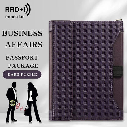 Portefeuille Passeport RFID Cuir - Porte-Passeport Voyage Homme Femme avec Protection Anti-Piratage