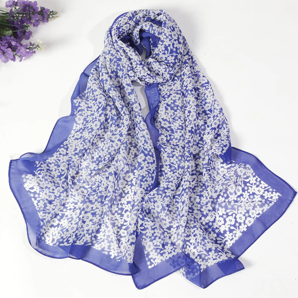 Foulard Écharpe Mousseline Petite Fleur Femme - Bandana Hijab Châle Été Protection Solaire
