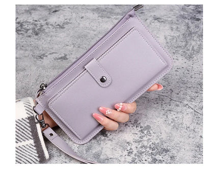 Portefeuille Femme Long Zippé Cuir PU - Pochette Élégante Simple Noir Blanc Gris Rouge
