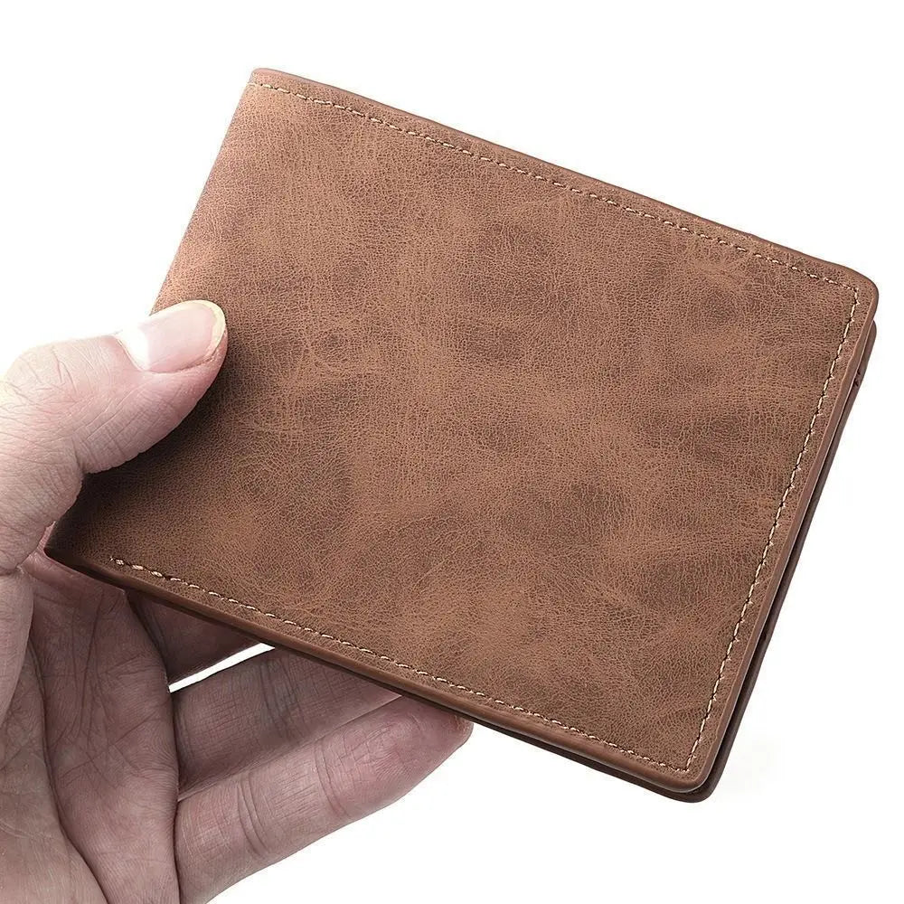 Portefeuille Homme Cuir PU Multi-Cartes - Porte-Monnaie Court Grande Capacité Pliable