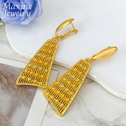 Ensemble Bijoux Dubai Bohème Plaqué Or 18K Luxe – Collier Boucles Bracelet Bague Mariée Femme