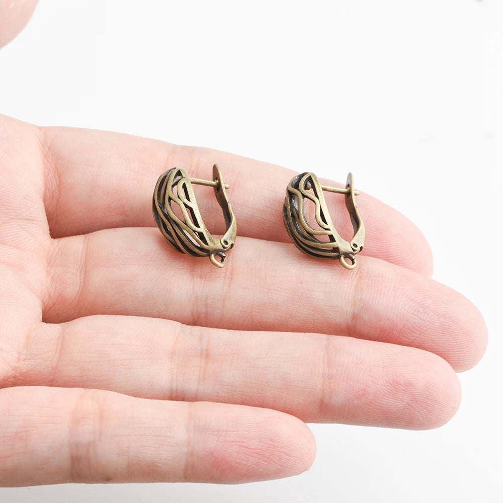 Boucles d'Oreilles Géométriques Bronze Antique - Accessoires DIY Cuivre