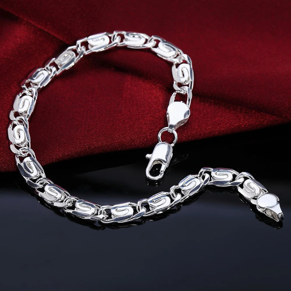 Bracelet Argent Sterling 925 Chaîne Carrée Solide - Bijou Femme Homme Unisexe Cadeau Mariage Soirée