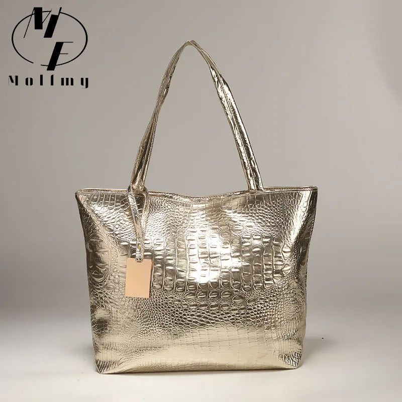 Sac à Main Femme Crocodile PU Cuir - Grand Sac Épaule Tote Bag Élégant