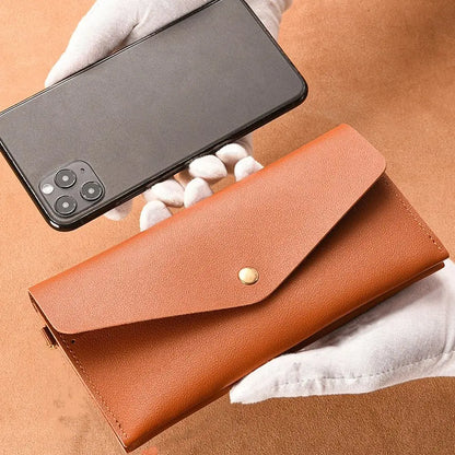 Portefeuille Femme Enveloppe Rétro Cuir PU - Clutch Porte-Cartes Téléphone Monnaie