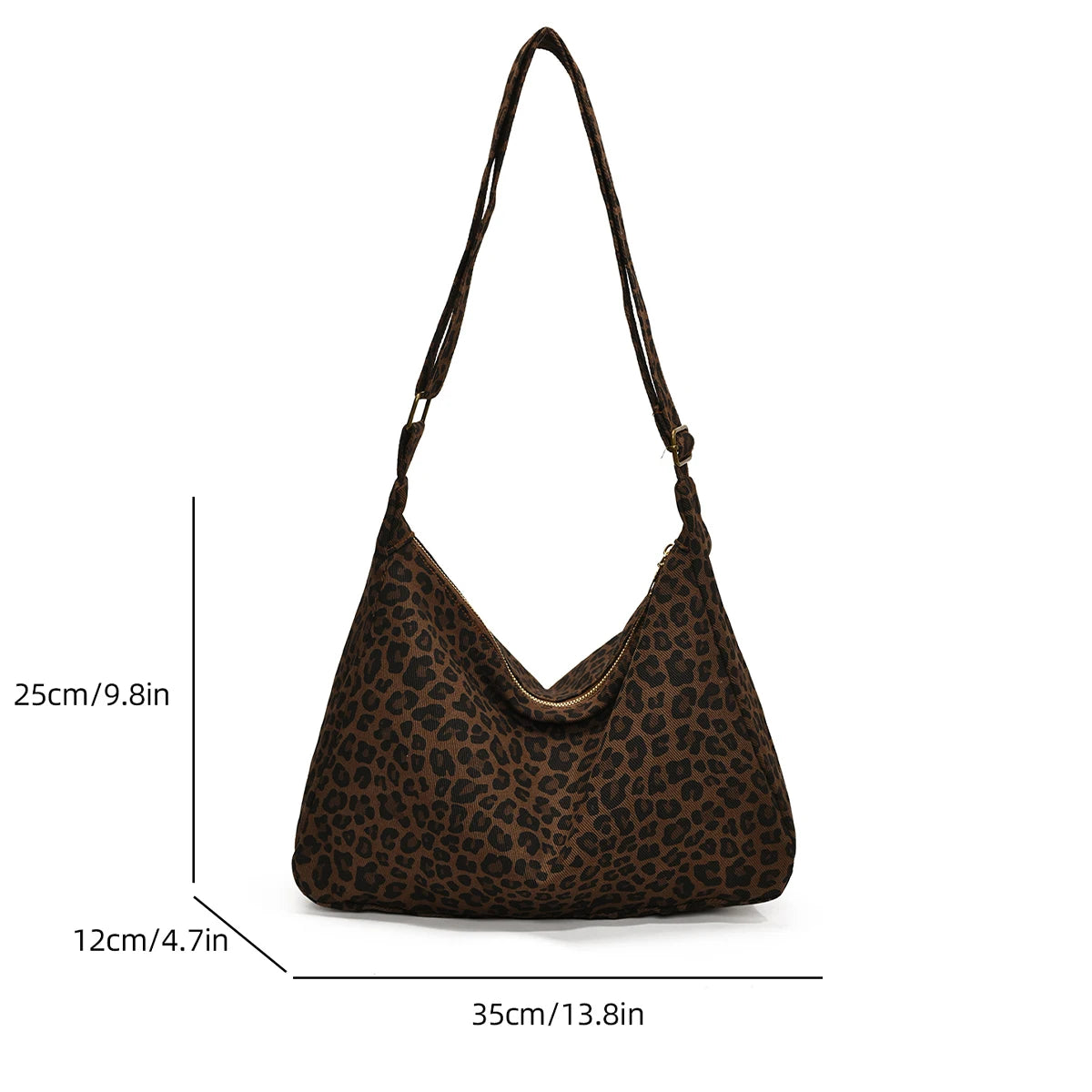 Sac Bandoulière Femme Textile Souple Imprimé Léopard - Sac Épaule Rétro Grande Capacité Casual