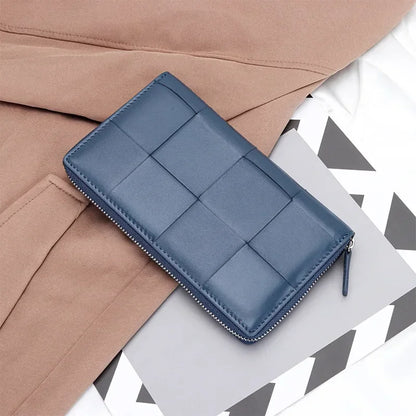 Portefeuille Femme Long Cuir Véritable Luxe - Clutch Design Marque Cadeau Cash Purse Élégant Marron