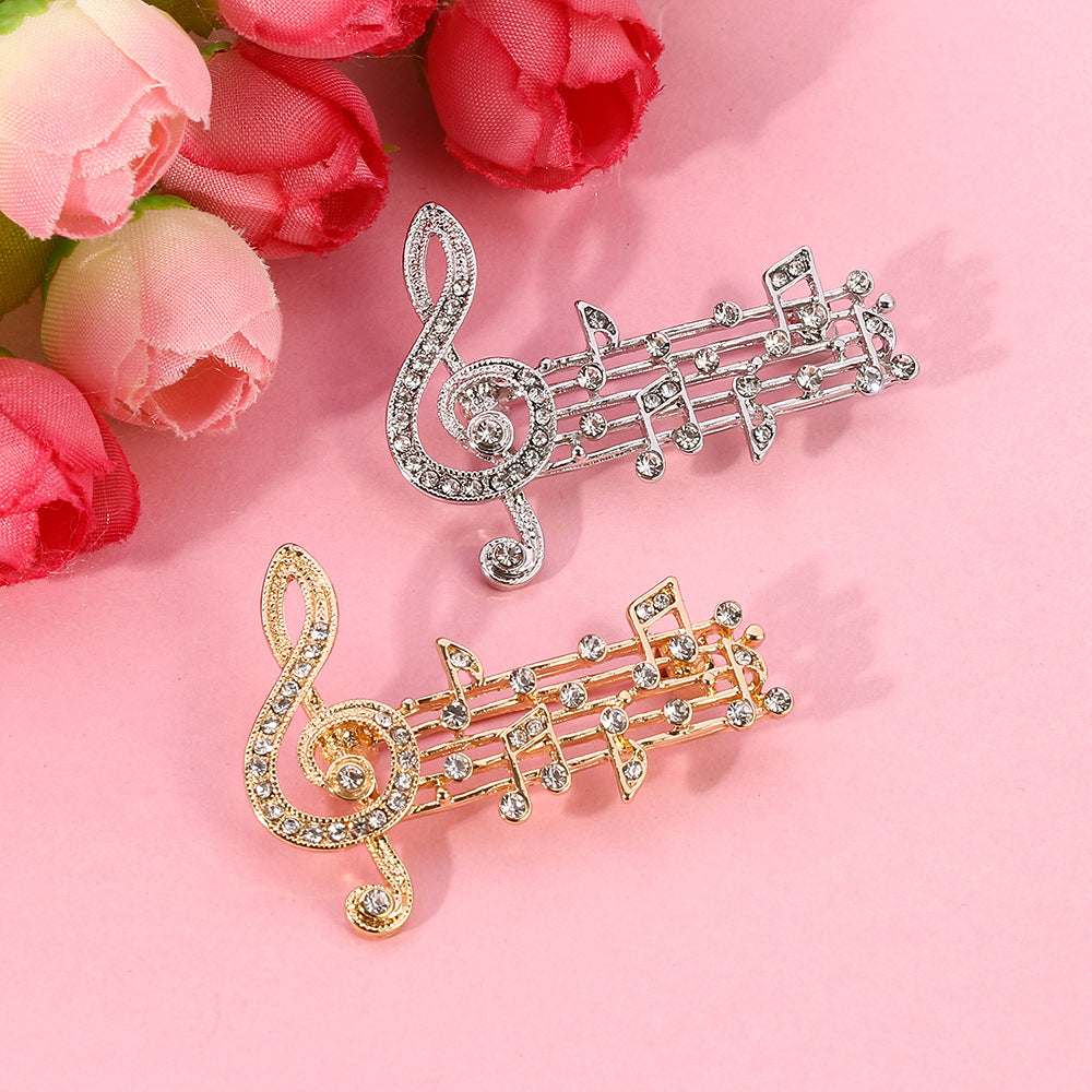 Broche Note de Musique Émaillée Cristaux – Pin's Élégant Musical Amoureux Musique