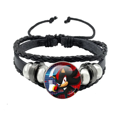 Bracelet Shadow le Hérisson Cabochon Verre – Cuir Multicouche Tressé Unisexe