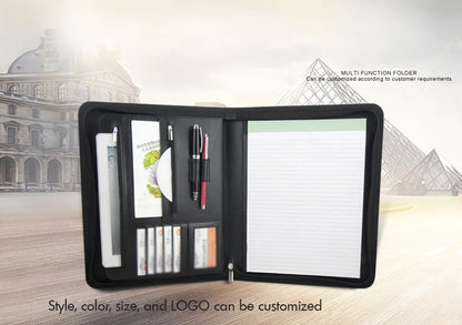 Porte-Documents Cuir Fermeture Éclair - Portfolio Business iPad Tablette Organisateur Entrevue Marron