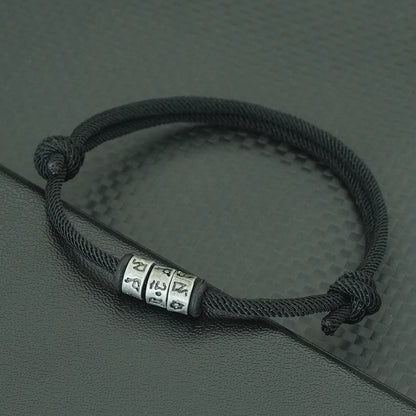 Bracelet en Corde Tressée avec Symbole Mystique - Perles Fait Main Ajustable pour Homme