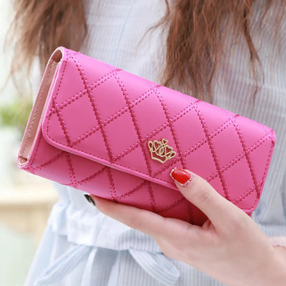 Portefeuille Long Femme Tri-Fold Cuir PU - Clutch Multi-Fonctions Porte-Cartes