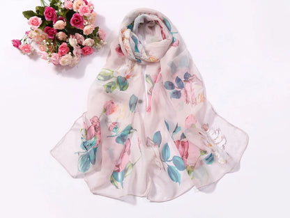 Foulard Écharpe Mousseline Georgette Rose Femme - Bandana Châle Été Protection Solaire Plage