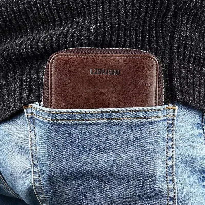 Portefeuille Homme Femme Cuir PU Compact - Porte-Cartes Poche Khaki Unisexe
