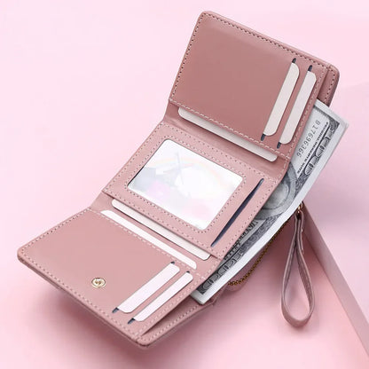 Portefeuille Femme Mignon Cœur Brodé Cuir PU - Trifold Multi-Cartes avec Porte-Monnaie