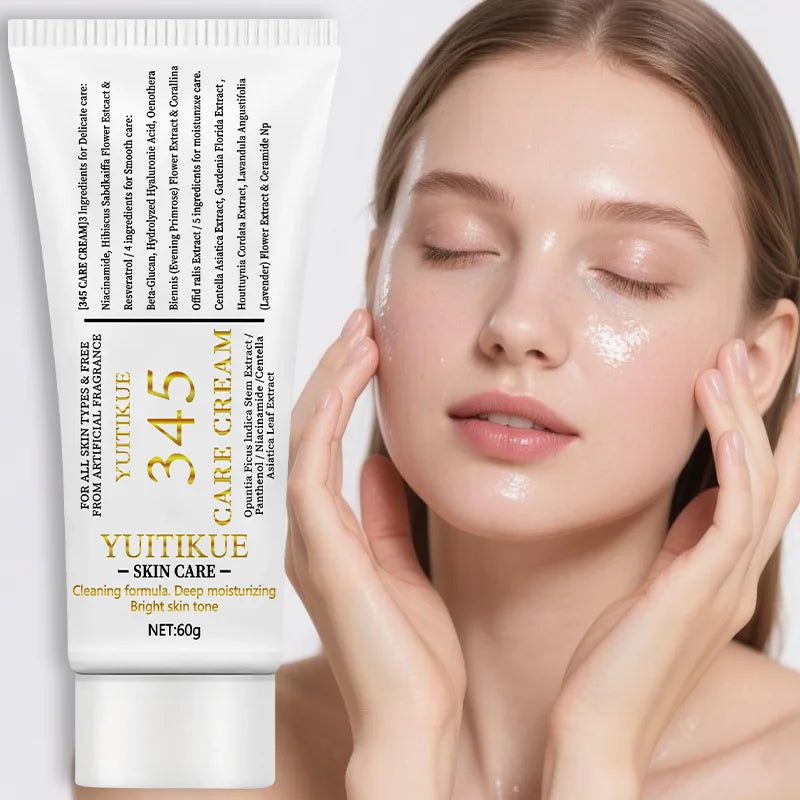 Crème Soin 345 Care 60g - Hydratante Raffermissante Lissante Légère Non-Grasse Sans Parfum Tous Types Peau