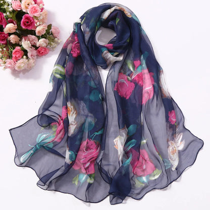 Foulard Écharpe Mousseline Georgette Rose Femme - Bandana Châle Été Protection Solaire Plage