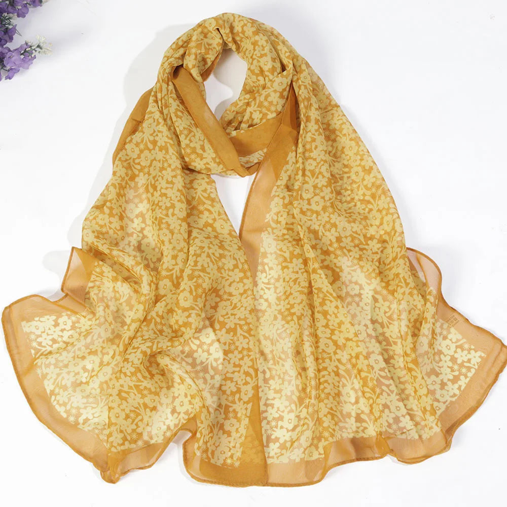 Foulard Écharpe Mousseline Petite Fleur Femme - Bandana Hijab Châle Été Protection Solaire