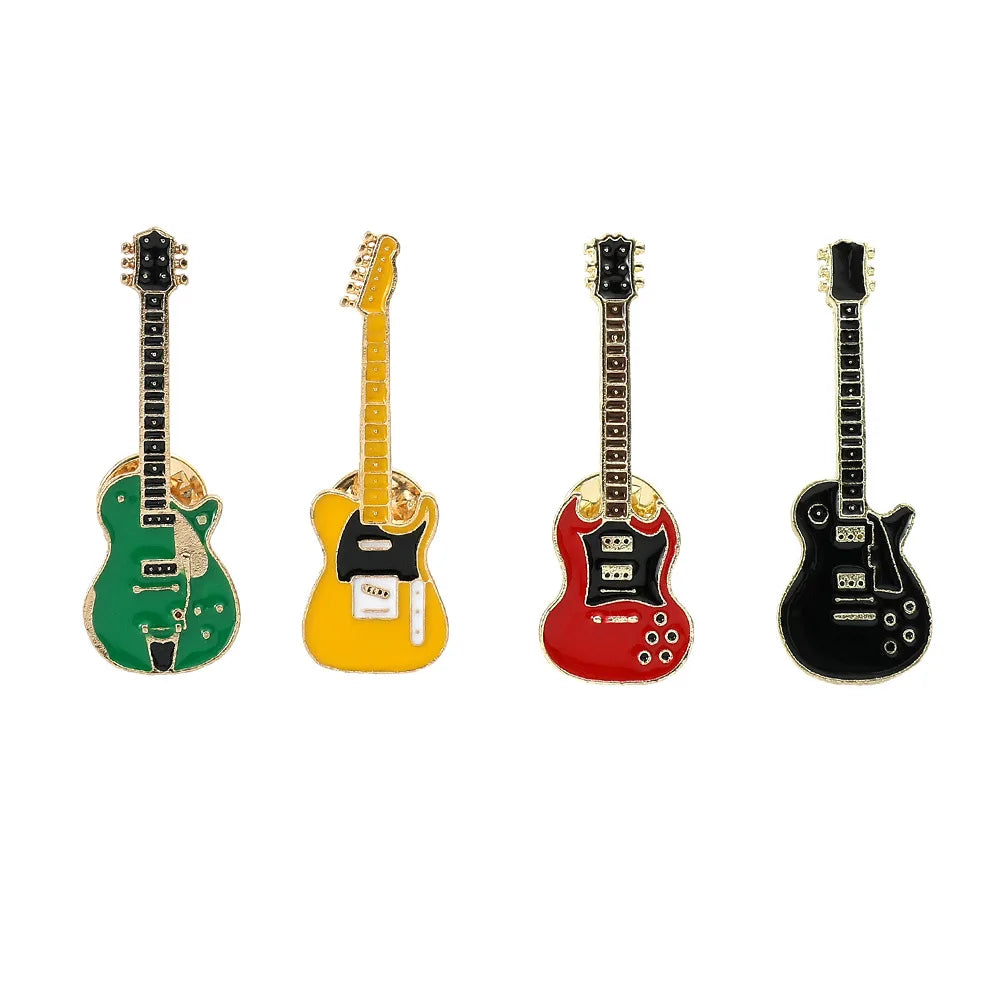 Broche Guitare Instrument Musical Amusante Émaillée – Pin's Badge Kpop Rock Musique Unisexe
