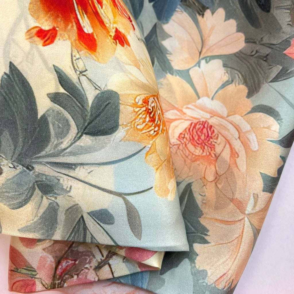 Foulard Carré Soie 88cm Imprimé Chinois - Écharpe Élégante Femme