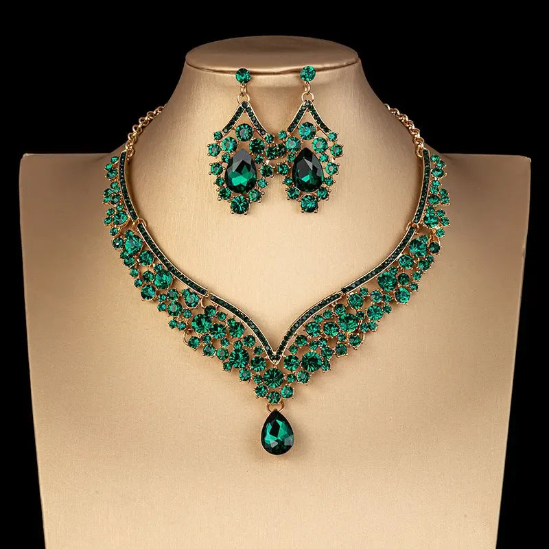 Parure Mariée Choker Cristaux Irisés AB - Collier et Boucles Strass Luxe