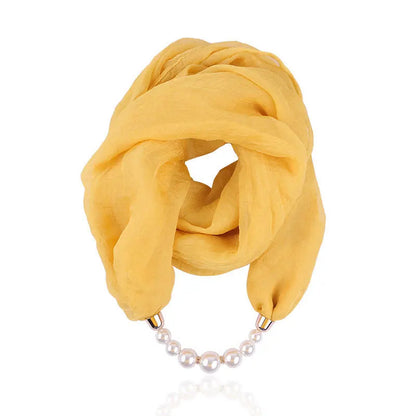 Foulard Collier Pendentif Couleur Unie Femme - Écharpe Neckerchief Bijou Hijab Accessoire