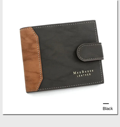 Portefeuille Homme Cuir PU avec Fermoir - Porte-Cartes Business Compact