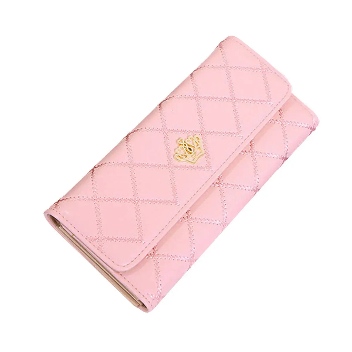 Portefeuille Long Femme Rose Carreaux - Porte-Monnaie Téléphone Hasp Mignon