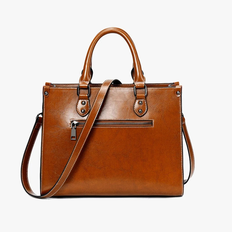 Sac Tote Femme Cuir Véritable Vachette - Grande Capacité Shopping Office 2026