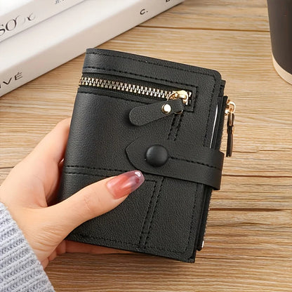 Portefeuille Femme Rouge Pliable avec Zip - Porte-Cartes Boucle et Fenêtre ID
