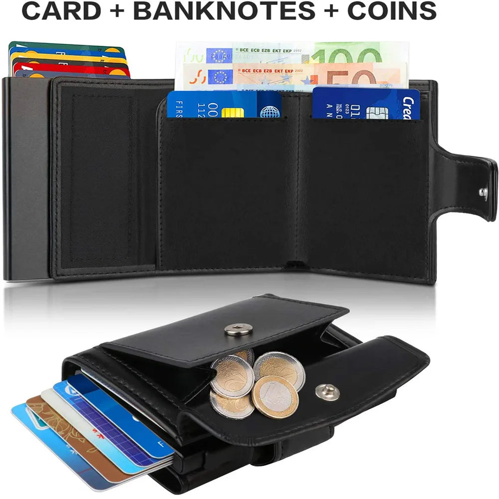 Portefeuille Homme RFID Cuir Microfibre - Porte-Cartes Trifold Slim