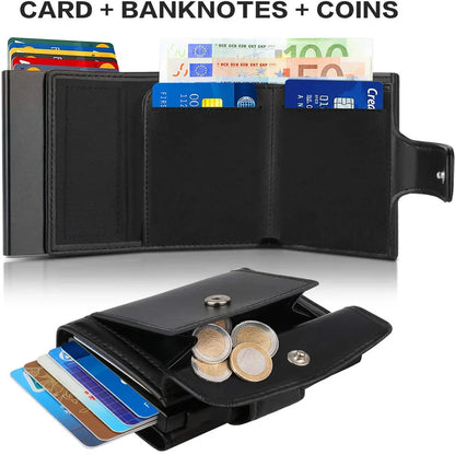 Portefeuille Homme RFID Cuir Microfibre - Porte-Cartes Trifold Slim