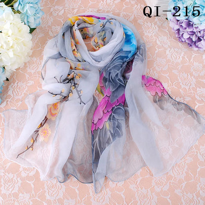 Foulard Écharpe Georgette Dégradé Fleur Femme - Bandana Châle Hijab Été Protection Solaire