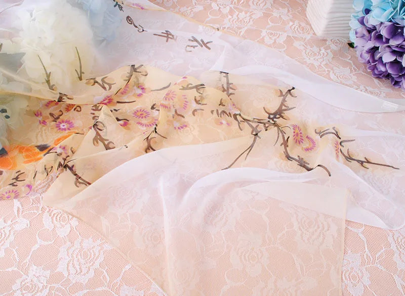 Foulard Écharpe Georgette Dégradé Pivoine Femme - Bandana Châle Été Protection Solaire Plage