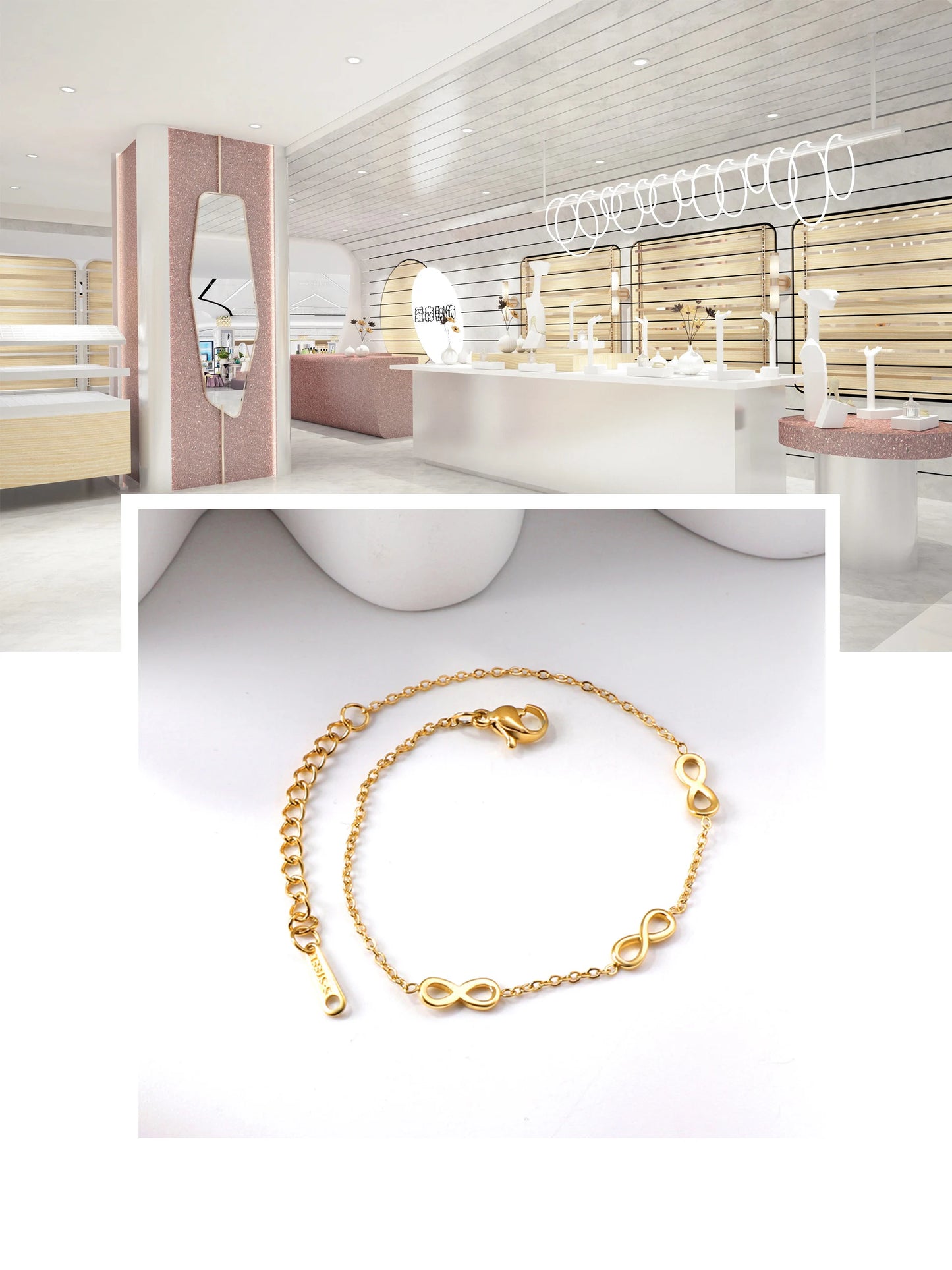 Bracelet Acier Inoxydable Plaqué Or – Pendentifs Tendance Haut de Gamme
