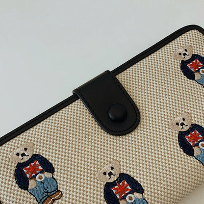 Portefeuille Femme Long Zippé Grande Capacité - Porte-Monnaie Bifold avec Dragonne Porte-Carte Designer Luxe