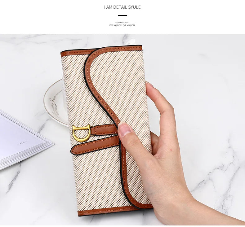 Portefeuille Femme Long Rétro Grande Capacité - Boucle D Multi-Cartes Trifold Sac Main Multifonction