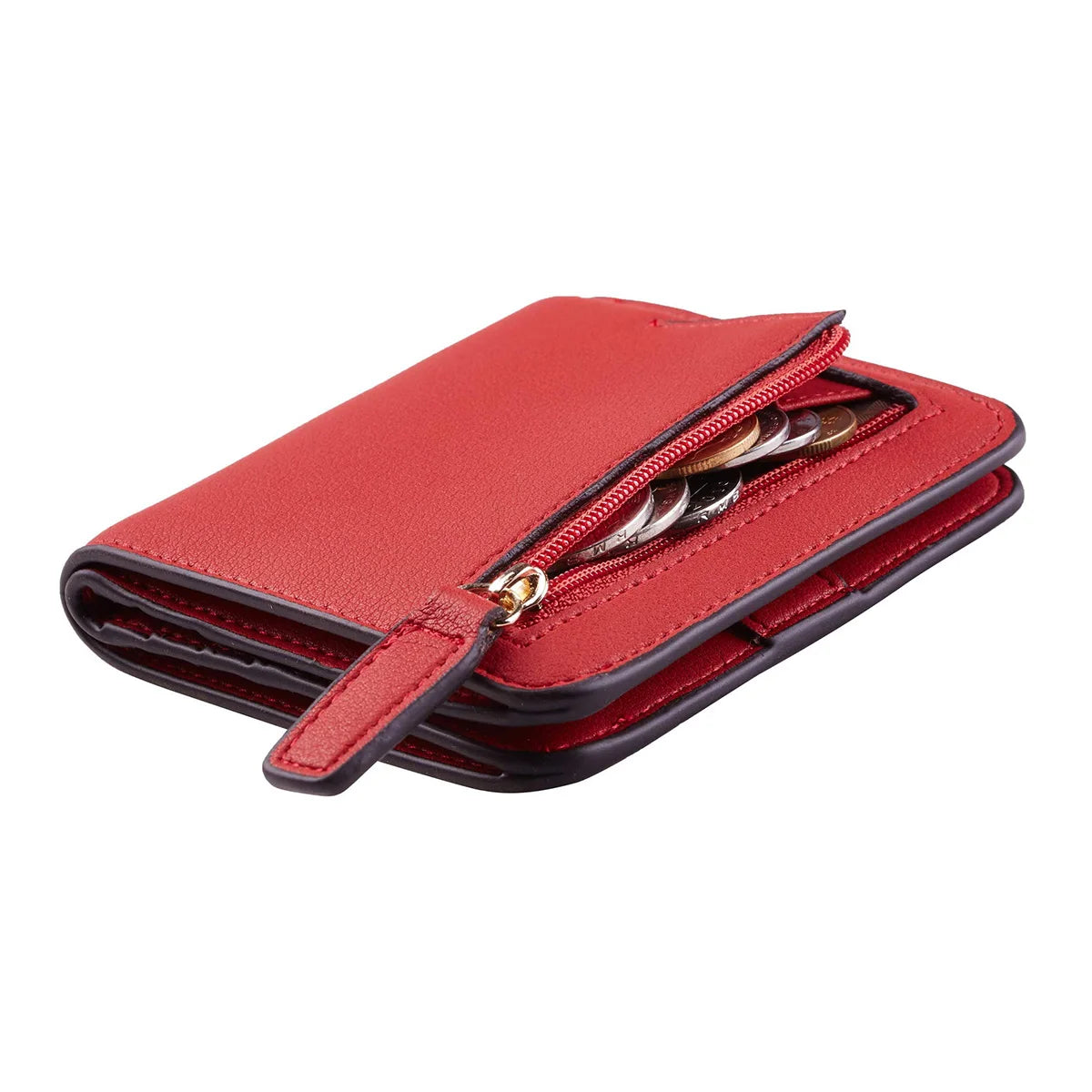 Portefeuille Femme RFID Bifold Compact Cuir - Mini Porte-Monnaie avec Fenêtre ID