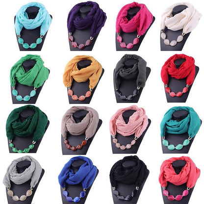Foulard Collier Ethnique Coton Lin - Accessoire Mode Pendentif Doux