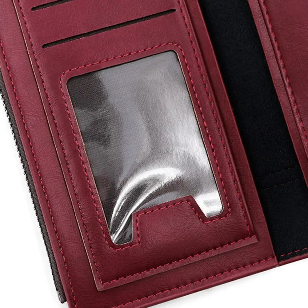 Portefeuille Femme Long Cuir Vintage RFID - Porte-Chéquier Carnet Chèques Protection Anti-RFID Élégant