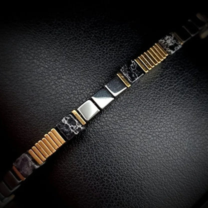 Bracelet Hématite & Tourmaline Homme – Pierres Naturelles Minimaliste Énergie