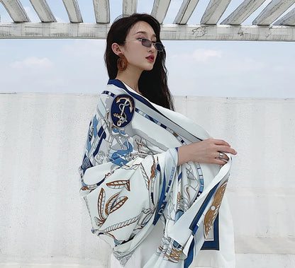 Foulard Plage Soie Protection Solaire - Châle Surdimensionné Été Femme