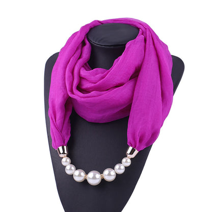 Foulard Collier Pendentif Couleur Unie Femme - Écharpe Neckerchief Bijou Hijab Accessoire