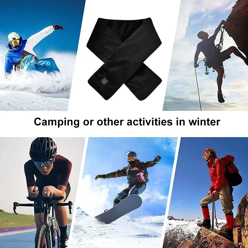 Foulard Écharpe Chauffant USB Rechargeable Femme Homme - Laine Hiver Cou Ski Kaki