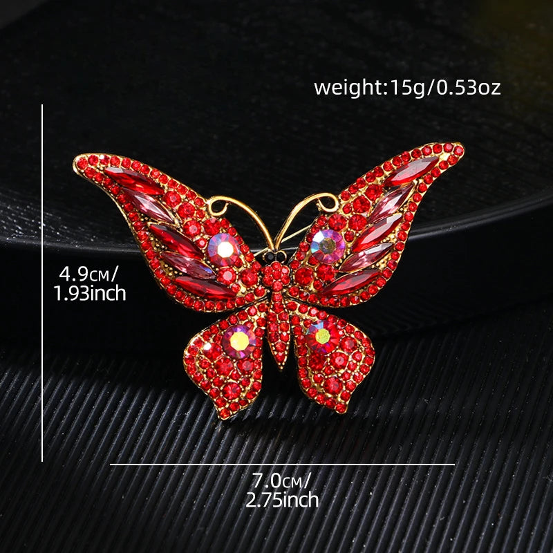 Broche Papillon Cristaux Multicolores Luxueuse Exquise – Pin's Insecte Zircons Mignon Femme