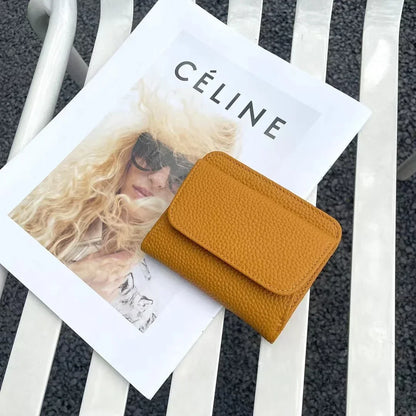 Portefeuille Femme Cuir Véritable Pliable Simple - Porte-Monnaie Multifonction Coin Bag Petit Money Bag