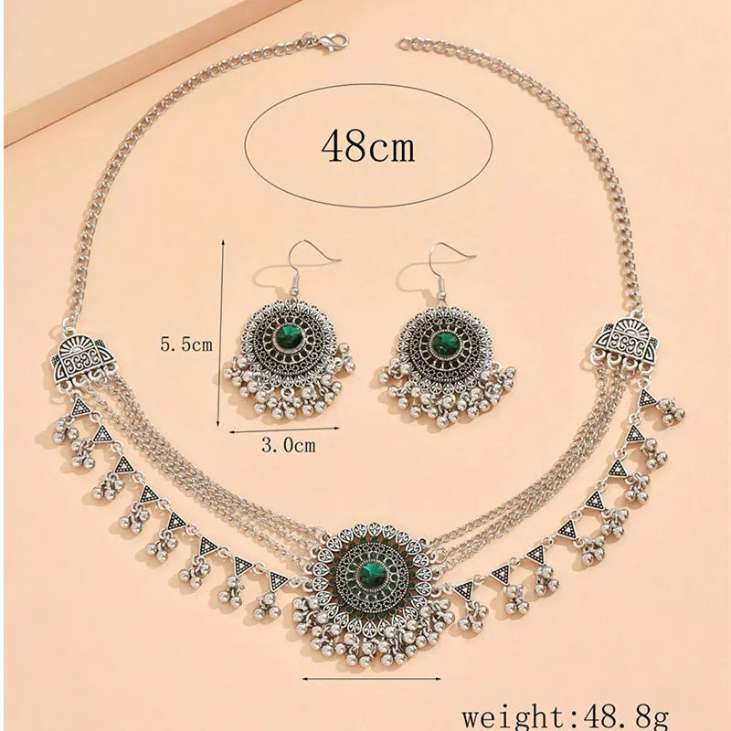 Ensemble Collier Statement Strass Pompons – Boucles Perles Métal